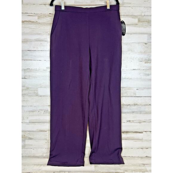 Kim Rogers 10 Petite Comfort Waist Pull On Pants Burgundy Maroon NWT - Picture 1 of 9